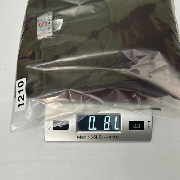 OSO Casuals Tie Dye Tunic Top S Olive Green Burgundy Sharkbite Hem 3/4 Sleeve - Picture 13 of 13